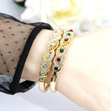 Gold Color Cuff Ethnic Rhinestone Thin Ethnic Style Bangles Bracelets - The Jewellery Supermarket