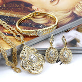 Gold Color Full Rhinestone Cuff Ethnic Style Bracelet Bangle For Women - The Jewellery Supermarket