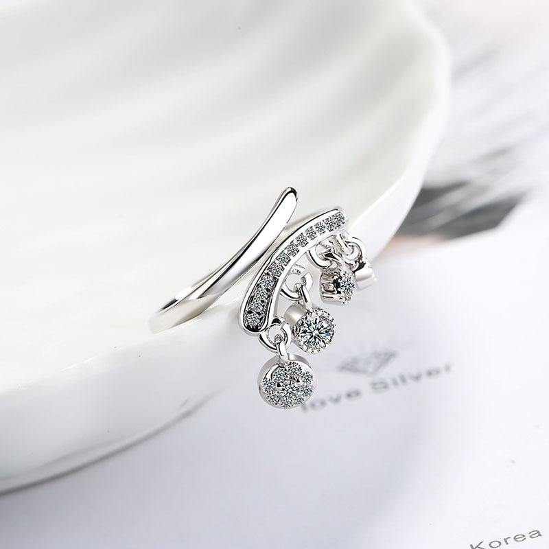 Gorgeous 925 Sterling Silver AAA Cubic Zirconia Tassel Pendant Ring - The Jewellery Supermarket