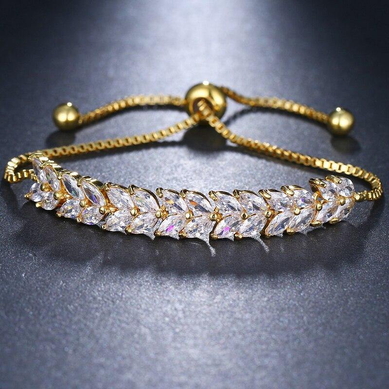 Gorgeous AAA+ Cubic Zirconia Diamonds Adjustable Charm Bracelet - The Jewellery Supermarket