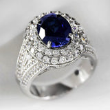 Gorgeous Blue AAA+ Cubic Zirconia Diamonds Luxury Elegant Ring