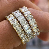 Gorgeous Full Paved Square AAA+ Cubic Zirconia Diamonds Elegant Ring