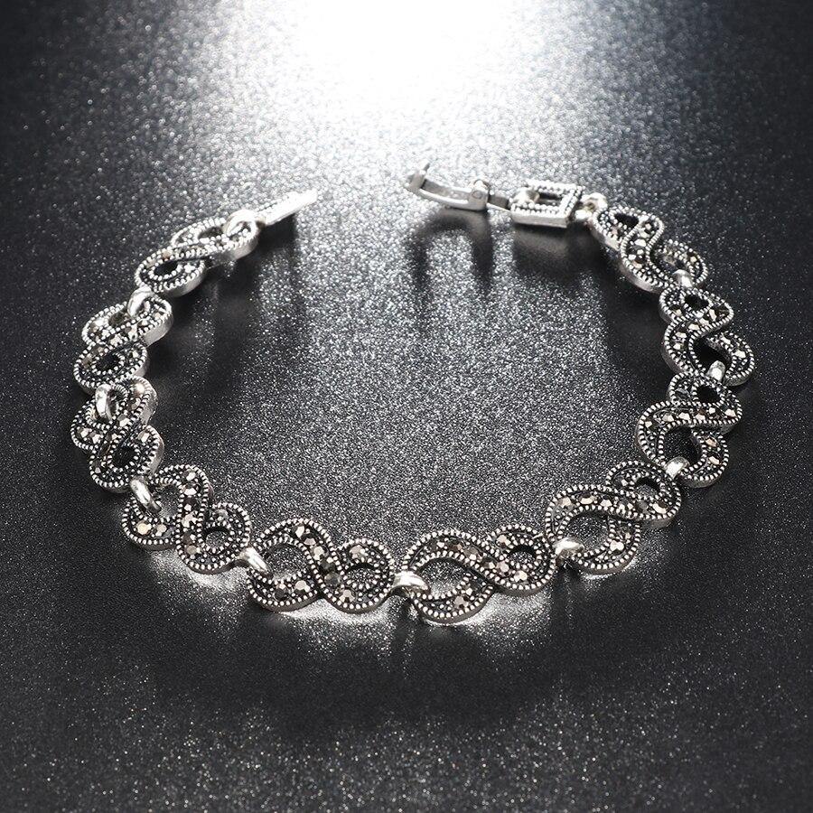 Gorgeous Grey Crystal Silver Color Retro Grey Bracelet - The Jewellery Supermarket
