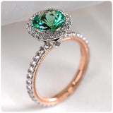 Gorgeous Micro Paved Green Crystal AAA+ Cubic Zirconia Diamonds Noble Engagement Ring - The Jewellery Supermarket