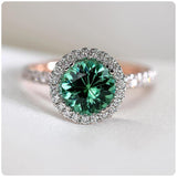 Gorgeous Micro Paved Green Crystal AAA+ Cubic Zirconia Diamonds Noble Engagement Ring - The Jewellery Supermarket