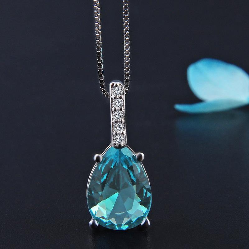Gorgeous Silver Pure Natural Blue Topaz Pendant Necklace - The Jewellery Supermarket