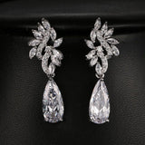 Graceful AAA Cubic Zirconia Diamonds Water Drop Bridal Earrings - The Jewellery Supermarket