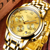 Great Gift Ideas - Top Luxury Brand Fashion Quartz Stainless Steel Gold Watch - The Jewellery Supermarket