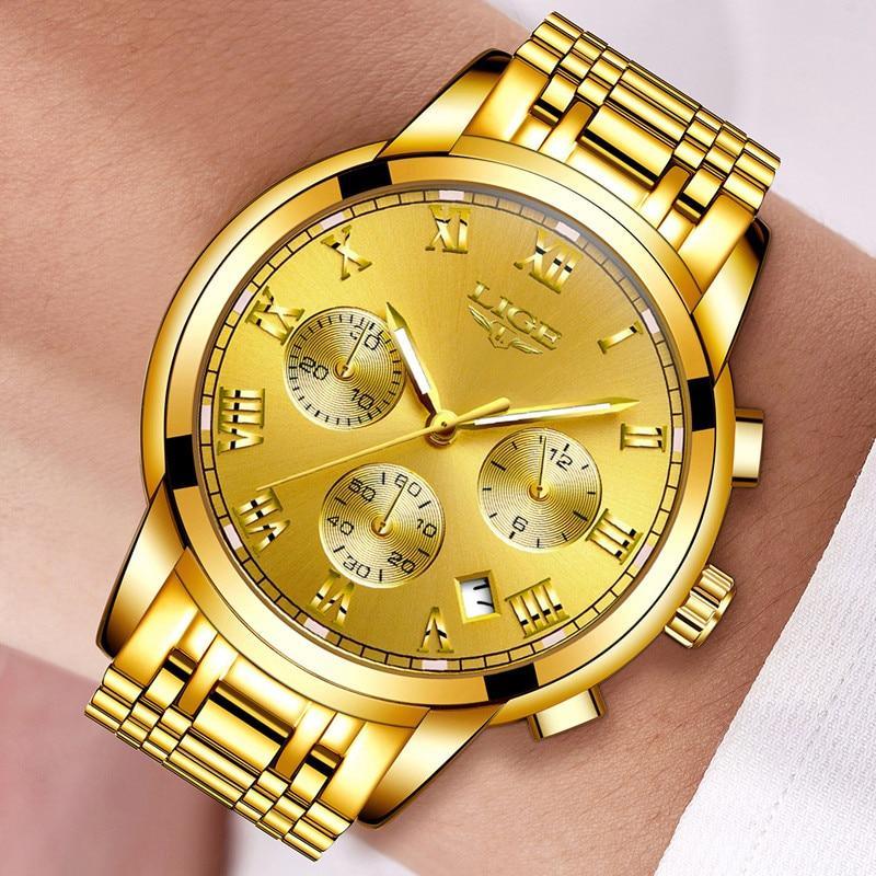Great Gift Ideas - Top Luxury Brand Fashion Quartz Stainless Steel Gold Watch - The Jewellery Supermarket