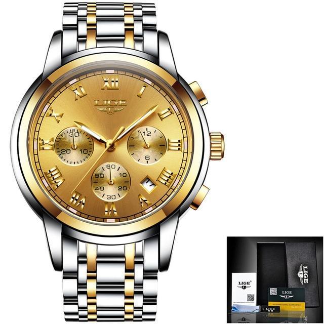 Great Gift Ideas - Top Luxury Brand Fashion Quartz Stainless Steel Gold Watch - The Jewellery Supermarket