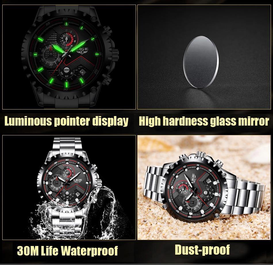 Great Gift Ideas - Top Luxury Brand Silver Stainless Steel 30m Waterproof Quartz Army Watch - The Jewellery Supermarket