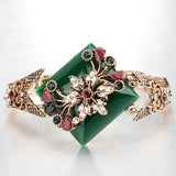 Green Big Vintage Jewelry Antique Gold Color Big Bracelet For Women - The Jewellery Supermarket