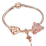 Heart-shaped Snake Chain Rose Gold Metal Fashion Fine Pendant Charm Bracelet - The Jewellery Supermarket