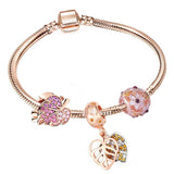 Heart-shaped Snake Chain Rose Gold Metal Fashion Fine Pendant Charm Bracelet - The Jewellery Supermarket