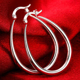 High Quality 41MM Silver Smooth Circle Big Hoop Earrings