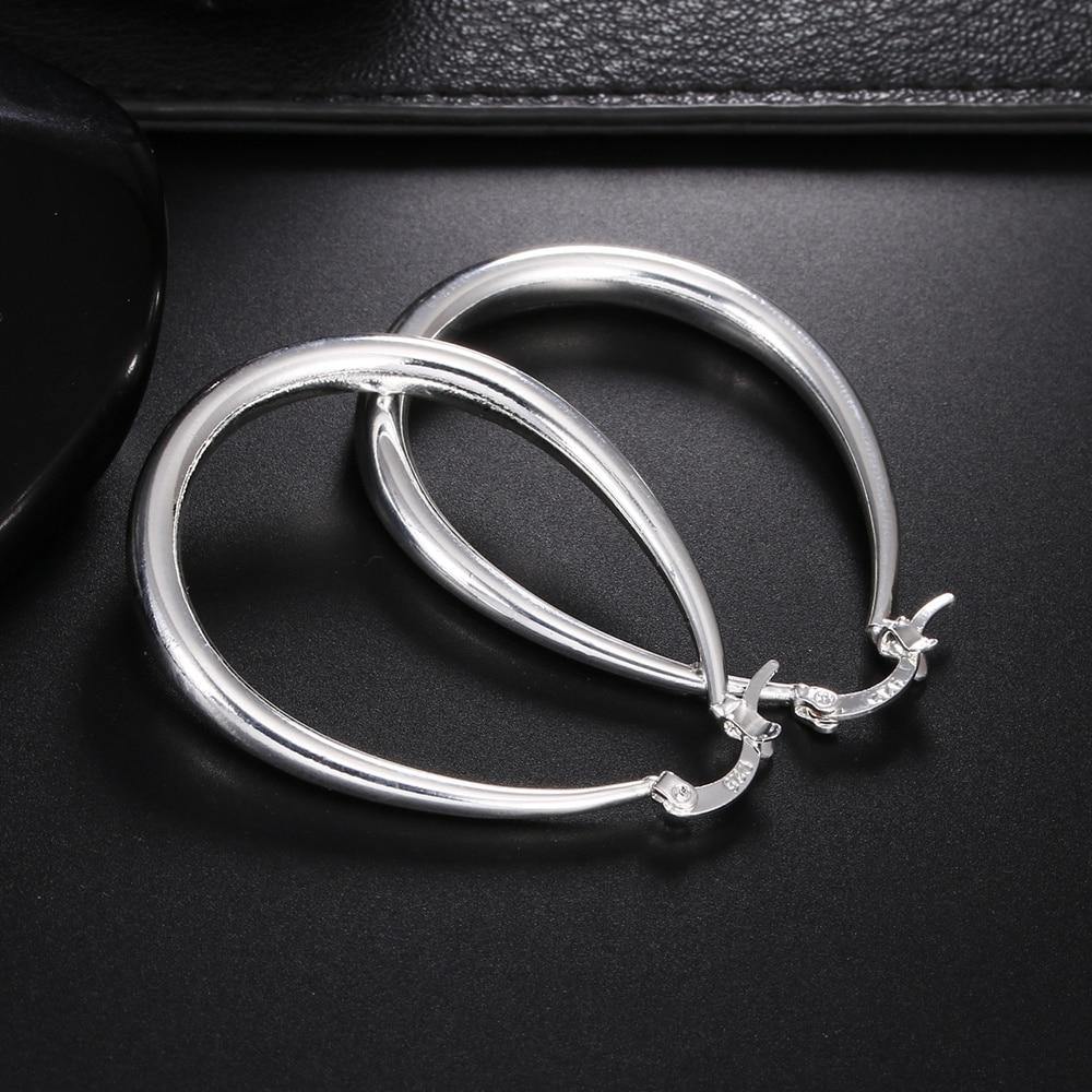 High Quality 41MM Silver Smooth Circle Big Hoop Earrings - The Jewellery Supermarket