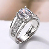 High Quality Silver Colour Round AAA+ Cubic Zirconia Diamonds 4 Claws Design Luxury Ring - The Jewellery Supermarket