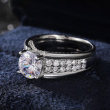 High Quality Silver Colour Round AAA+ Cubic Zirconia Diamonds 4 Claws Design Luxury Ring - The Jewellery Supermarket
