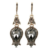 Hot Luxury Vintage Grey Big Crystal Antique Gold Drop Earrings - The Jewellery Supermarket