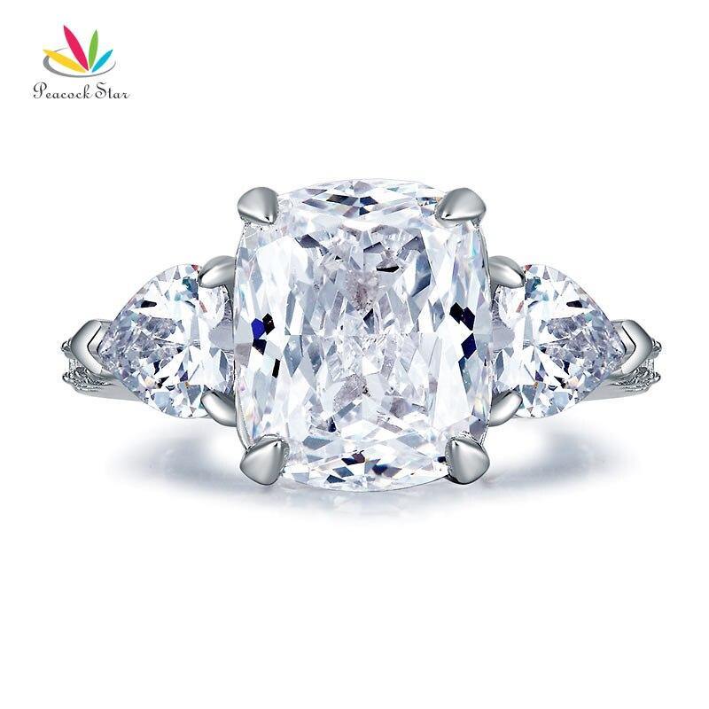 Huge 6 Carat Simulated Lab Diamond Three-Stone Pageant Silver Luxury Ring - The Jewellery Supermarket