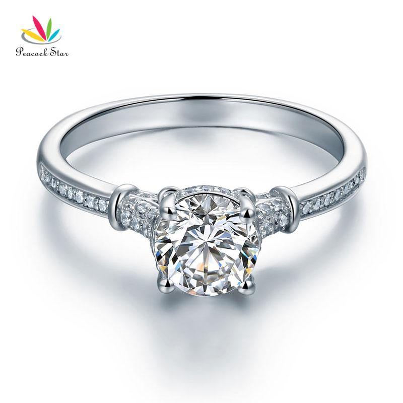 Lovely 1 Carat Round Cut Silver Engagement Anniversary Wedding Ring - The Jewellery Supermarket