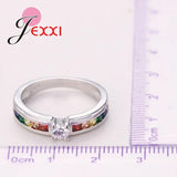 Lovely 925 Sterling Silver MultiColour Cubic Zirconia Wedding Ring - The Jewellery Supermarket
