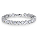 Luxury 4mm Round CZ Diamonds Silver Tennis Bracelet & Bangles For Women