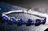 Luxury 925 Sterling Silver Bracelet with Oval Shape Sapphire Gemstones - The Jewellery Supermarket