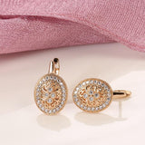 Luxury AAA+ Natural Zircon Hollow Flowers Rose Gold Stud Earrings - The Jewellery Supermarket