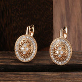 Luxury AAA+ Natural Zircon Hollow Flowers Rose Gold Stud Earrings - The Jewellery Supermarket