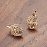 Luxury AAA+ Natural Zircon Hollow Flowers Rose Gold Stud Earrings - The Jewellery Supermarket