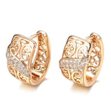 Luxury AAA+ Zircon Diamonds Rose Gold Hollow Flowers Beautiful Earrings - The Jewellery Supermarket