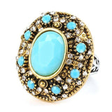 Luxury Antique Gold Mosaic Colourful Resin Big Vintage Ring