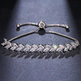 Luxury Charm Fashion AAA+ Cubic Zirconia Diamonds Leaf Bracelet