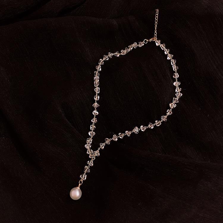 Luxury Elegant White Crystal White Pearl Crystal Necklace Pendant - The Jewellery Supermarket