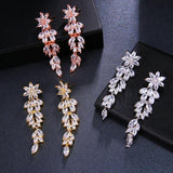 Luxury Flower Long Tassel Vintage AAA+ Cubic Zirconia Diamonds Earrings
