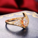Luxury Gold Color Brilliant AAA+ Cubic Zirconia Marquise Diamond V Shape Delicate Ring - The Jewellery Supermarket