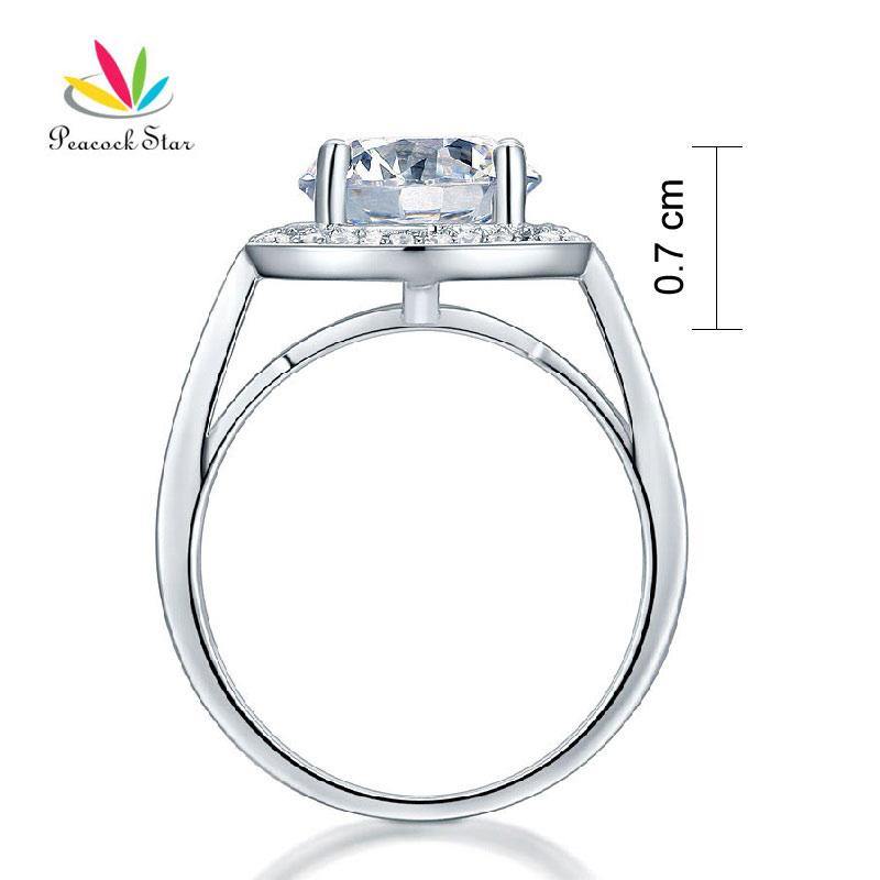 Luxury Halo Design 3.5 Ct Simulated Lab Diamond Silver Wedding Anniversary Engagement Ring - The Jewellery Supermarket