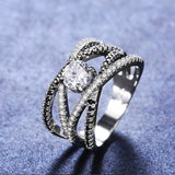 Luxury Micro Paved Black AAA CZ Crystals Fashion Rings