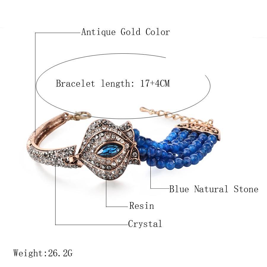 Luxury Natural Stone Bright Black Crystal Antique Gold Retro Bracelet - The Jewellery Supermarket