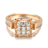 Luxury Rose Gold Fine Crystal Flower Natural Zircon Ethnic Bride Wedding Big Ring