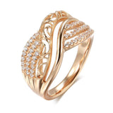 Luxury Rose Gold Vintage Hollow Flower AAA+ Cubic Zirconia Diamonds Rings - The Jewellery Supermarket