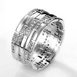 Luxury Silver Color Shiny AAA+ Cubic Zirconia Diamonds Stylish Design Ring