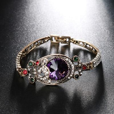 Luxury Vintage 4 Colours Antique Gold Color Colourful Crystal Bracelets Bangles - The Jewellery Supermarket