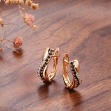 Luxury Vintage Fashion Natural Black Zircon Rose Gold Stud Earring - The Jewellery Supermarket