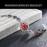 Luxury Vintage Silver Color Red Crystal Hollow Out Water Drop White Crystal Bracelet - The Jewellery Supermarket