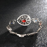 Luxury Vintage Silver Color Red Crystal Hollow Out Water Drop White Crystal Bracelet - The Jewellery Supermarket