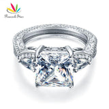 Luxury Vintage Style 4 Ct Princess Cut 3-Stones Simulated Lab Diamond Silver Ring - The Jewellery Supermarket