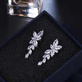 Marquise Cut Flower AAA+ Cubic Zirconia Diamonds Drop Earrings - The Jewellery Supermarket