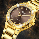 MISS FOX Luxury Brand Simulated Lab Diamonds 18KGP Gold Elegant Women's Watch - The Jewellery Supermarket